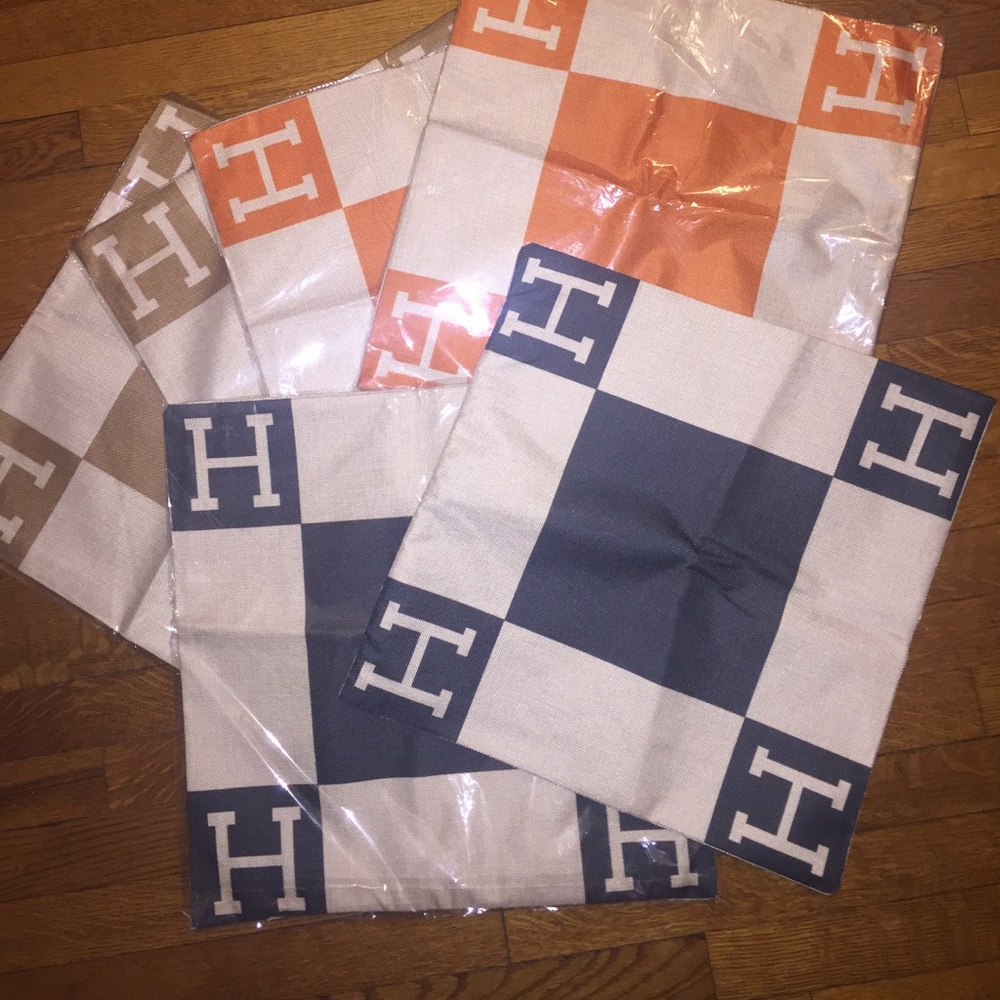 H logo pillow case/ covering -NEW set of 2 BLUE