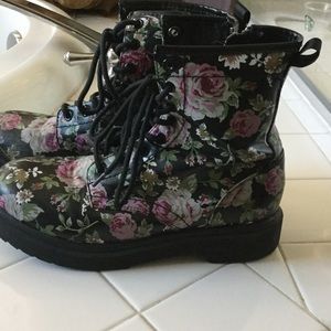 Cute floral combat boots