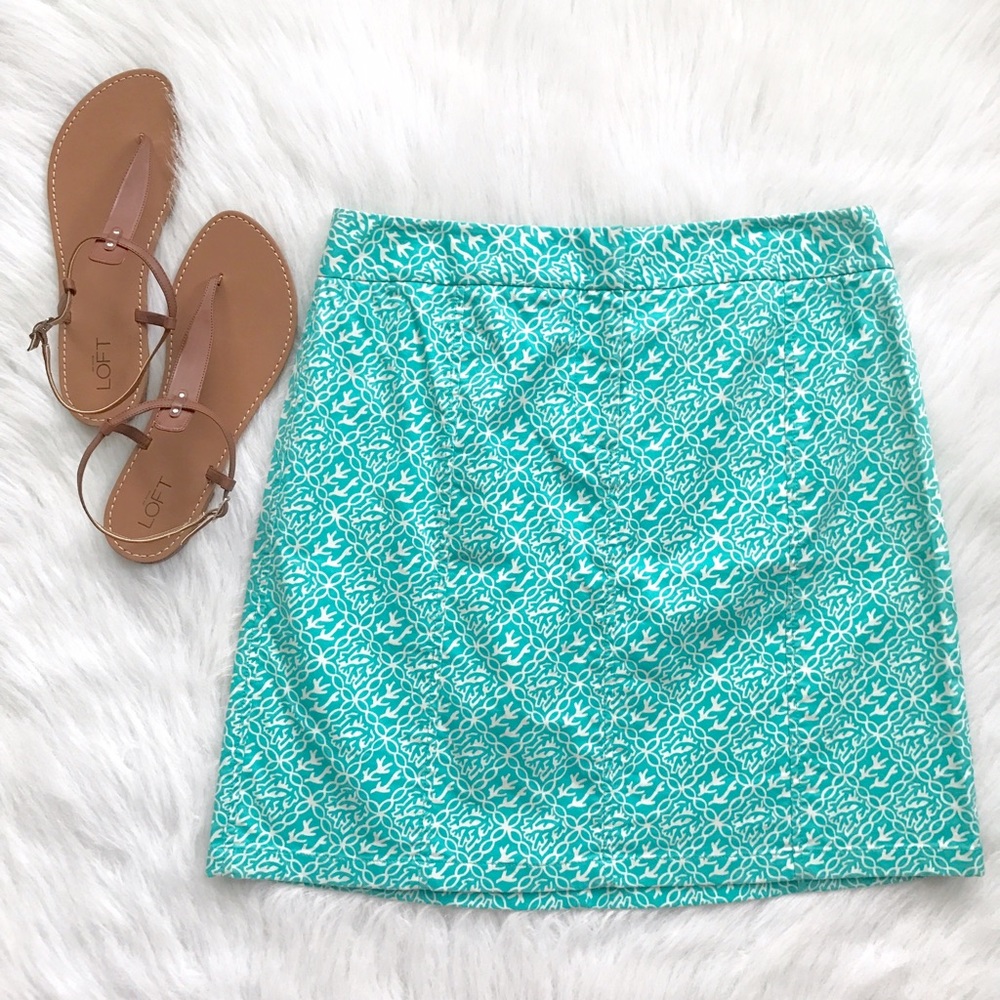 Ann Taylor Skirt • Teal & White Skirt
