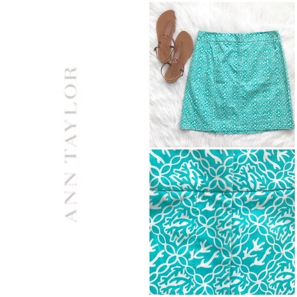 Ann Taylor Skirt • Teal & White Skirt - Picture 5 of 5