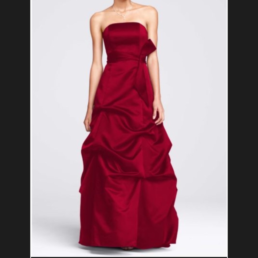 Davids Bridal Red gown with pick up skirt and sash