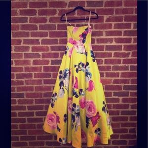 B. Darling green floral prom dress