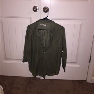 Green military like shirt