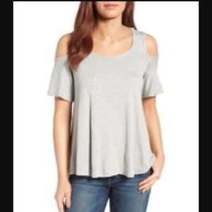 NWT Grey Cold Shoulder Top
