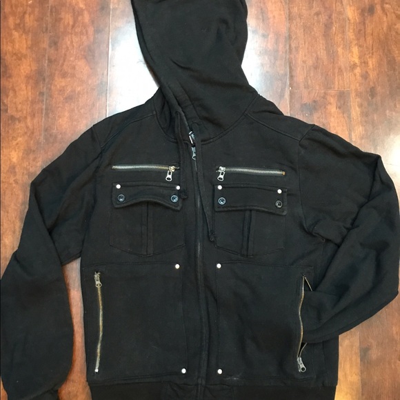 **SOLD OAK NYC Men's Black Zip Cargo Hoodie Small - Picture 1 of 6
