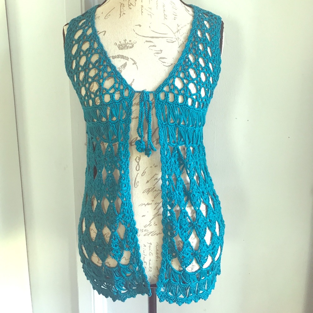 Miss Kelley Teal Crochet Top