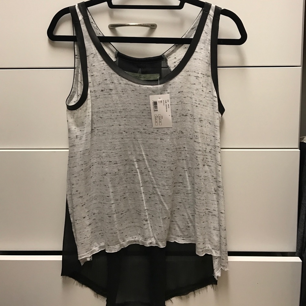 NWTs Enzo Costa tank top with black leather trim
