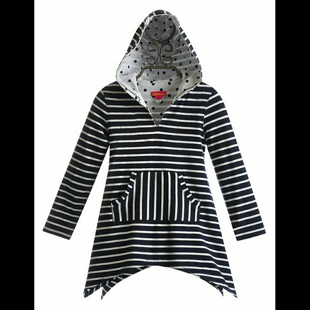 Kate Mack NWT Navy Blue White Hooded Tunic Top 4T