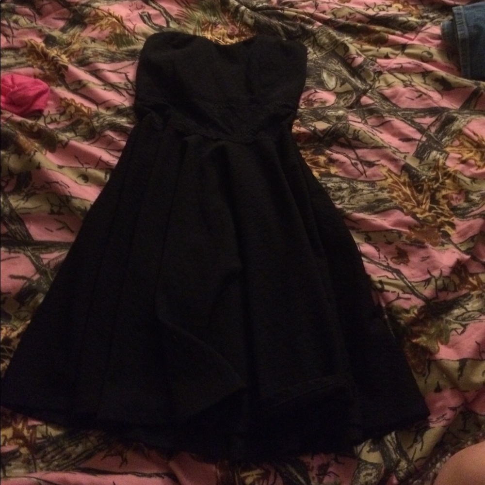 Strapless black dress