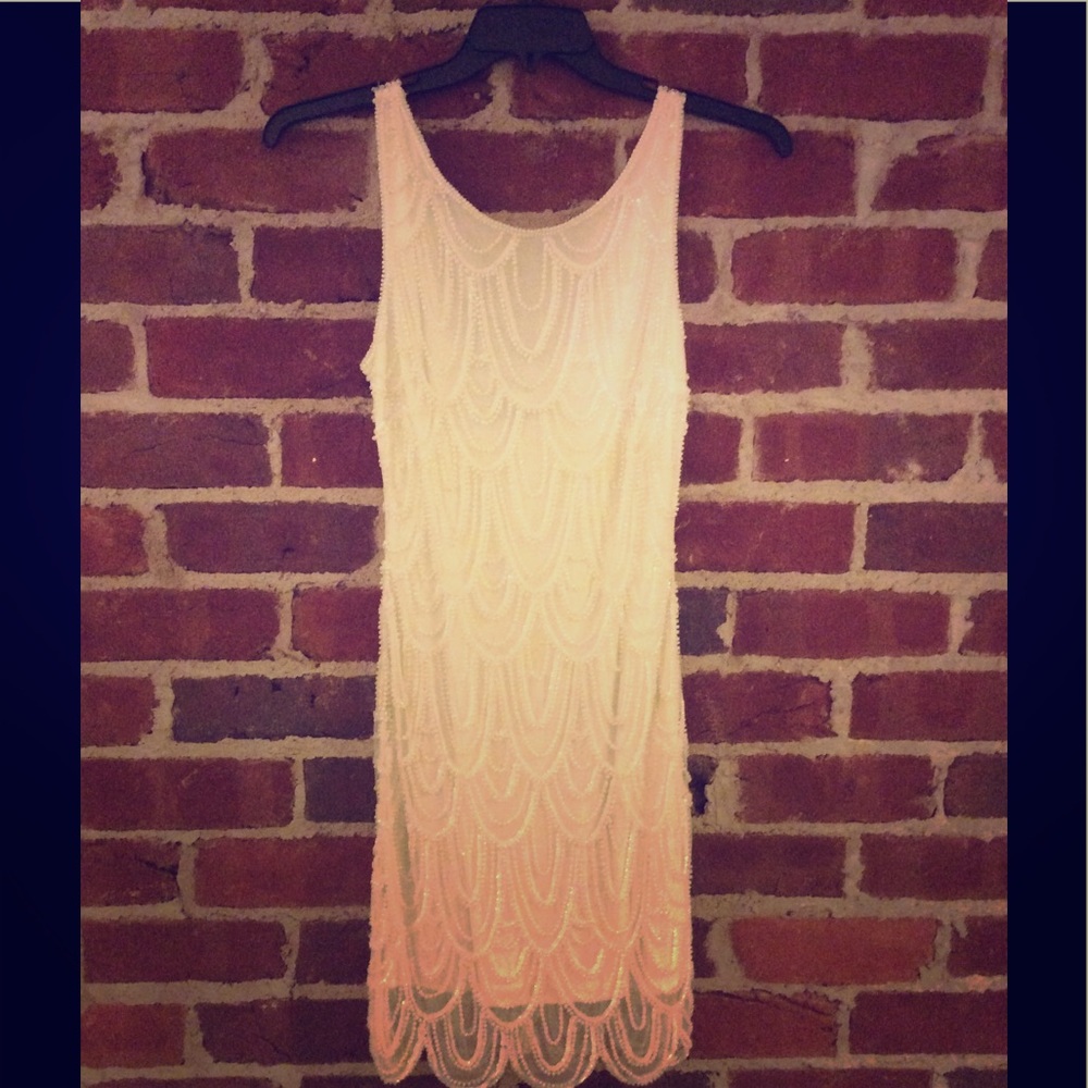 Ivory beaded flapper dress