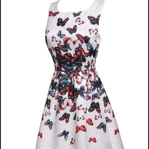 White/Colorful Floral Cocktail Dress Acevog size L