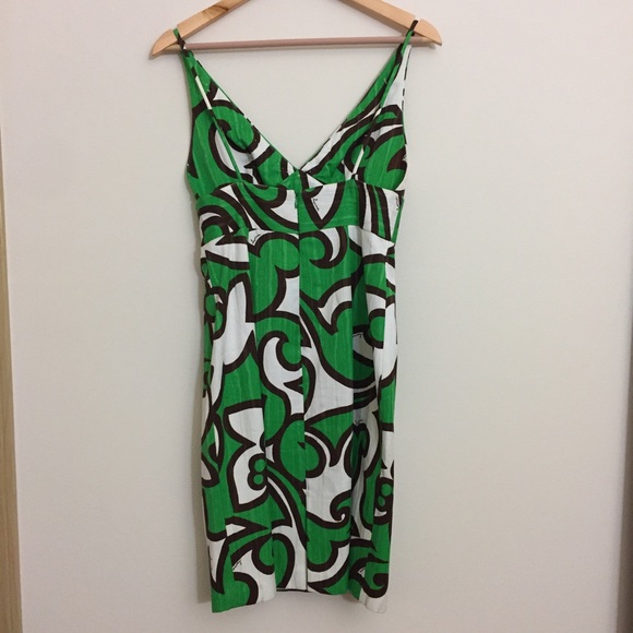 Milly Green and White Embellished Neckline Dress - Picture 5 of 7