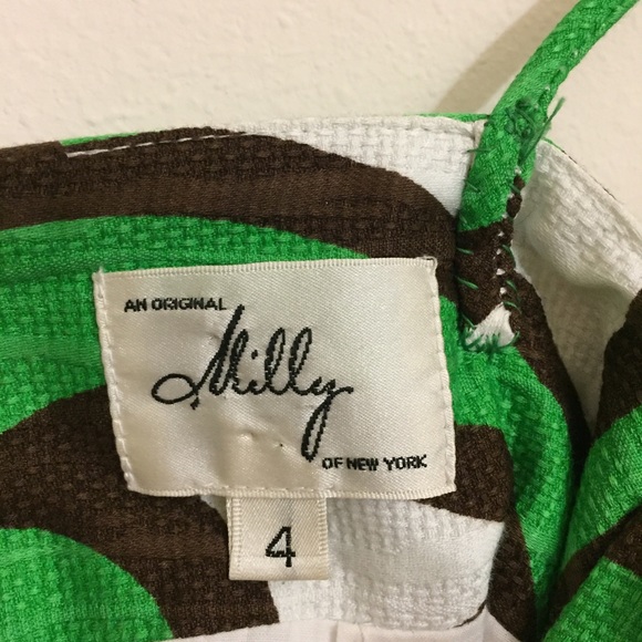 Milly Green and White Embellished Neckline Dress - Picture 6 of 7