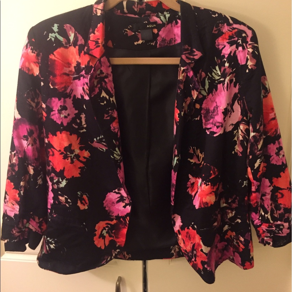 Aqua floral blazer
