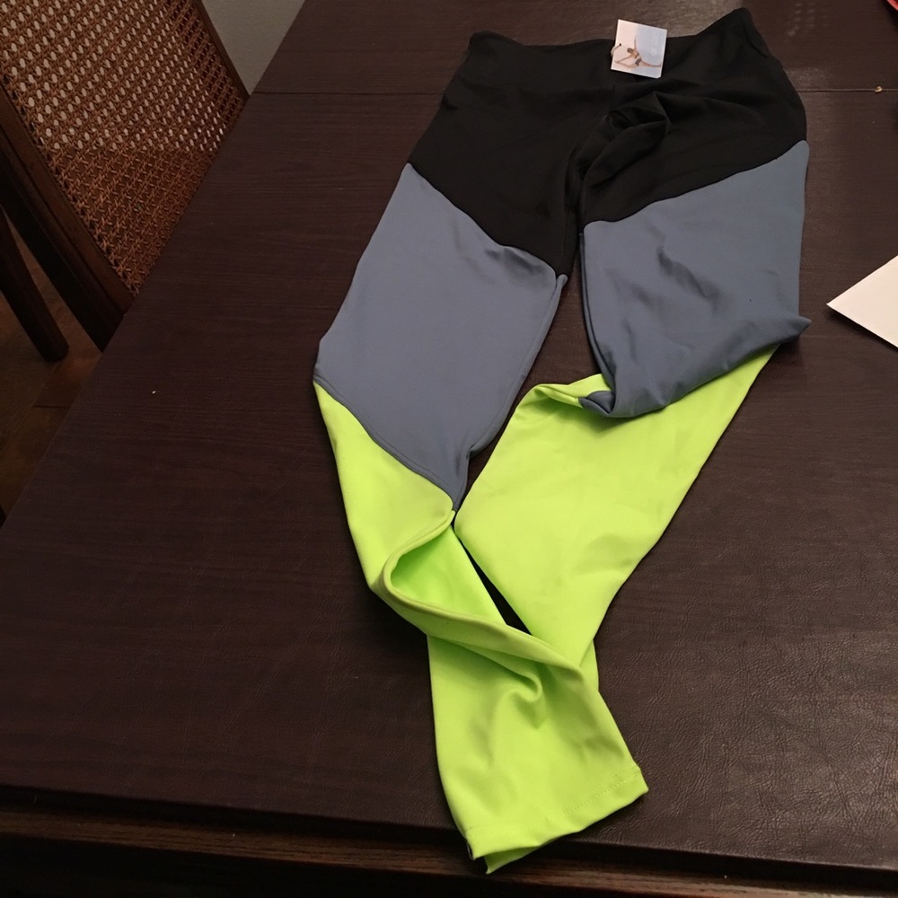 Onzie grey bright green and black full length