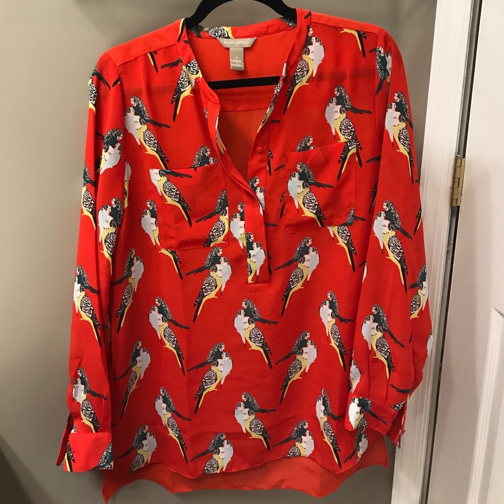 Orange red parakeet top from Banana Republic