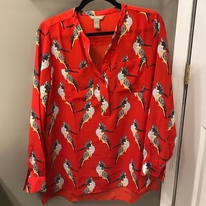 Orange red parakeet top from Banana Republic