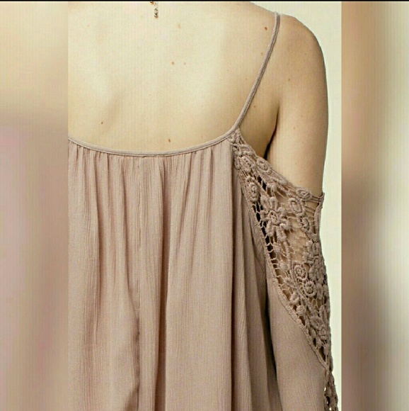 💋Mauve Crocheted Cold-shoulder dress - Picture 5 of 5