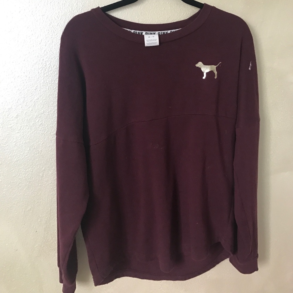 Pink maroon crew neck sweater