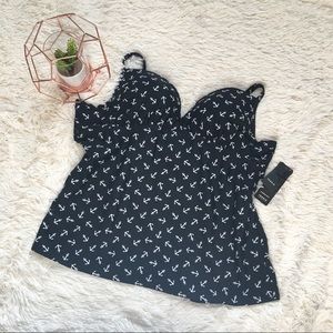 NWT Torrid Tankini Top with Anchor Pattern
