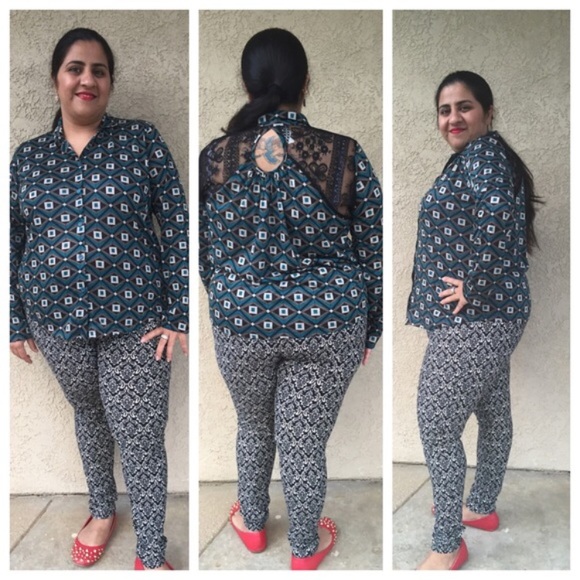 Tops - Keyhole peplum top with lace back