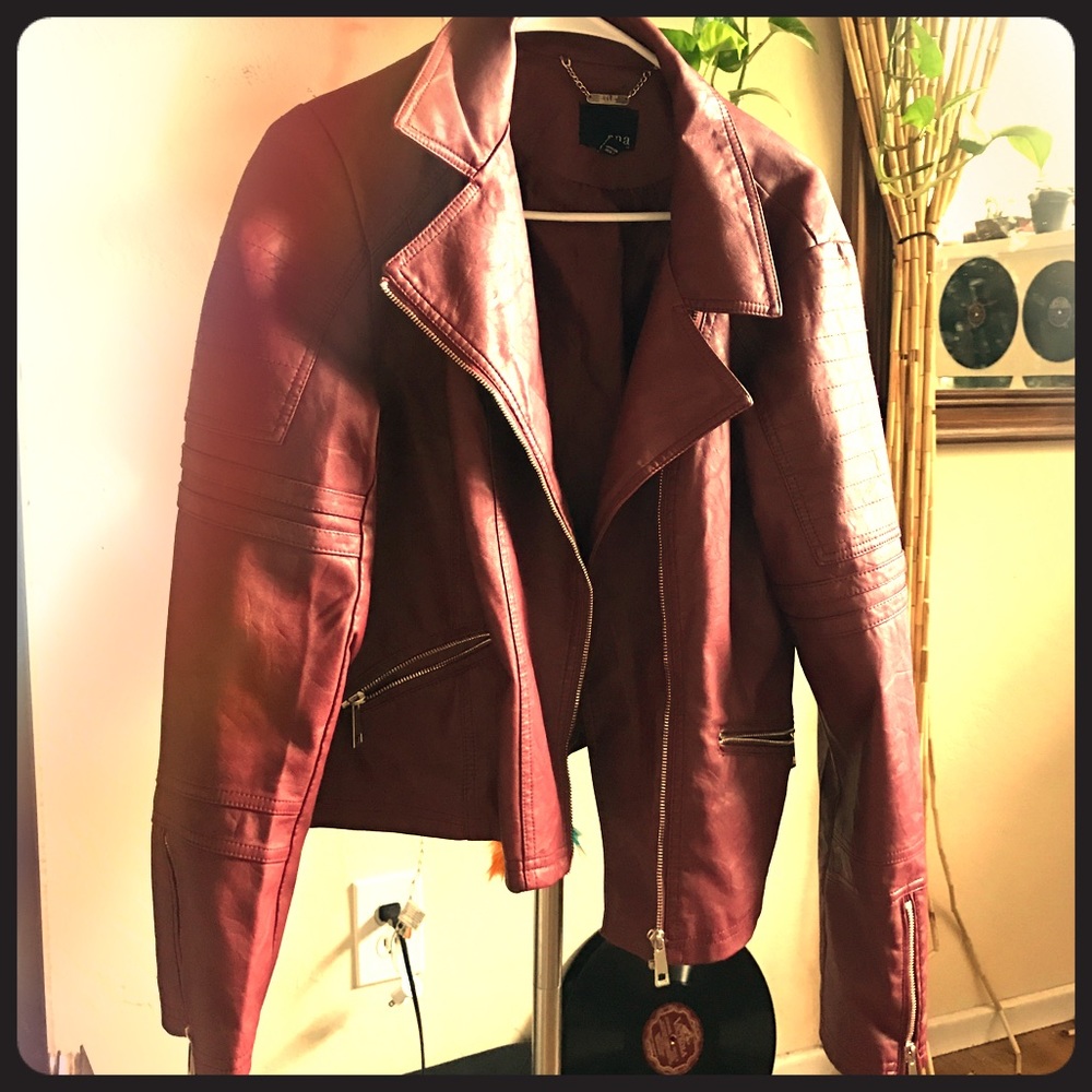 Ana Burgundy leather jacket