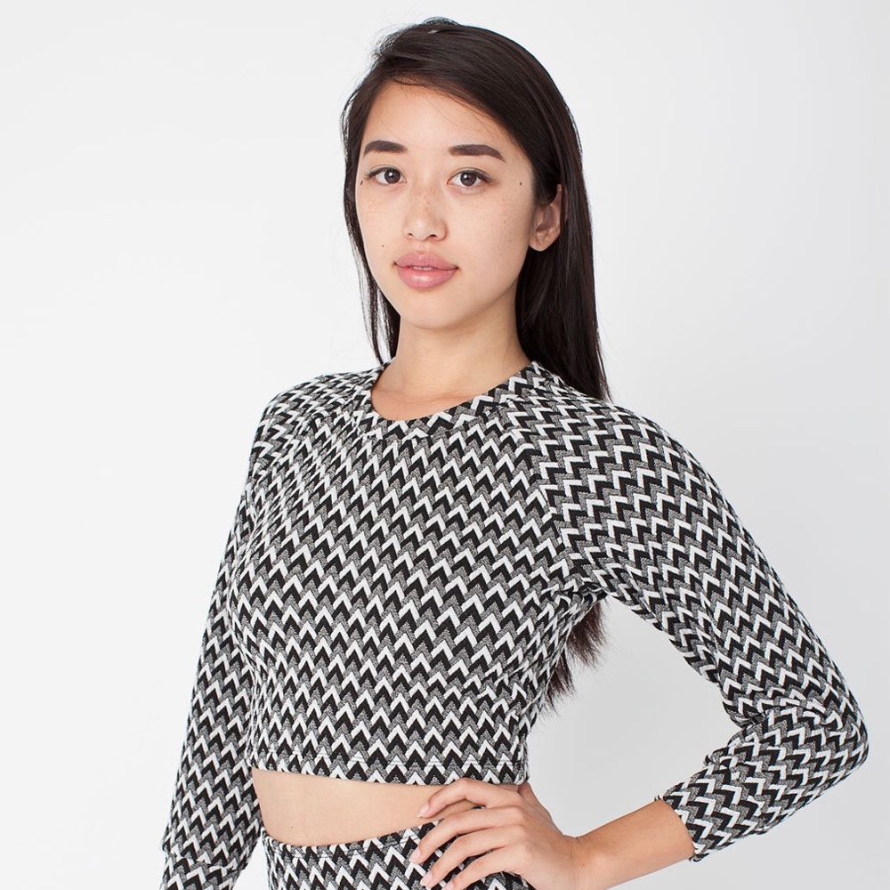 American Apparel Jacquard Ponte Crop Raglan