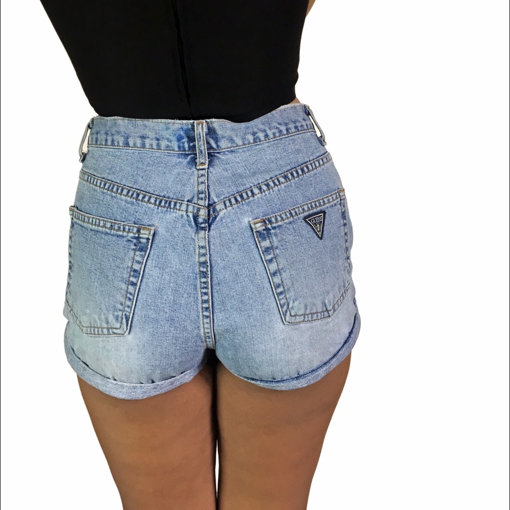 Vintage Guess Jean shorts high waist Faded 29"