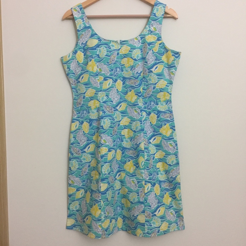 Seashell Seaside Print Fitted Summer Beach Dress