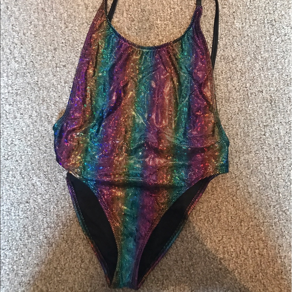 Rainbow hologram swimsuit