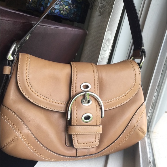 Coach Handbags - COACH | Soho Tan Leather Small Flap Authentic