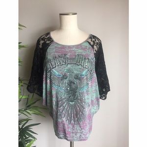 Crash and Burn - Lace Top w/ Stone Detail - Size S