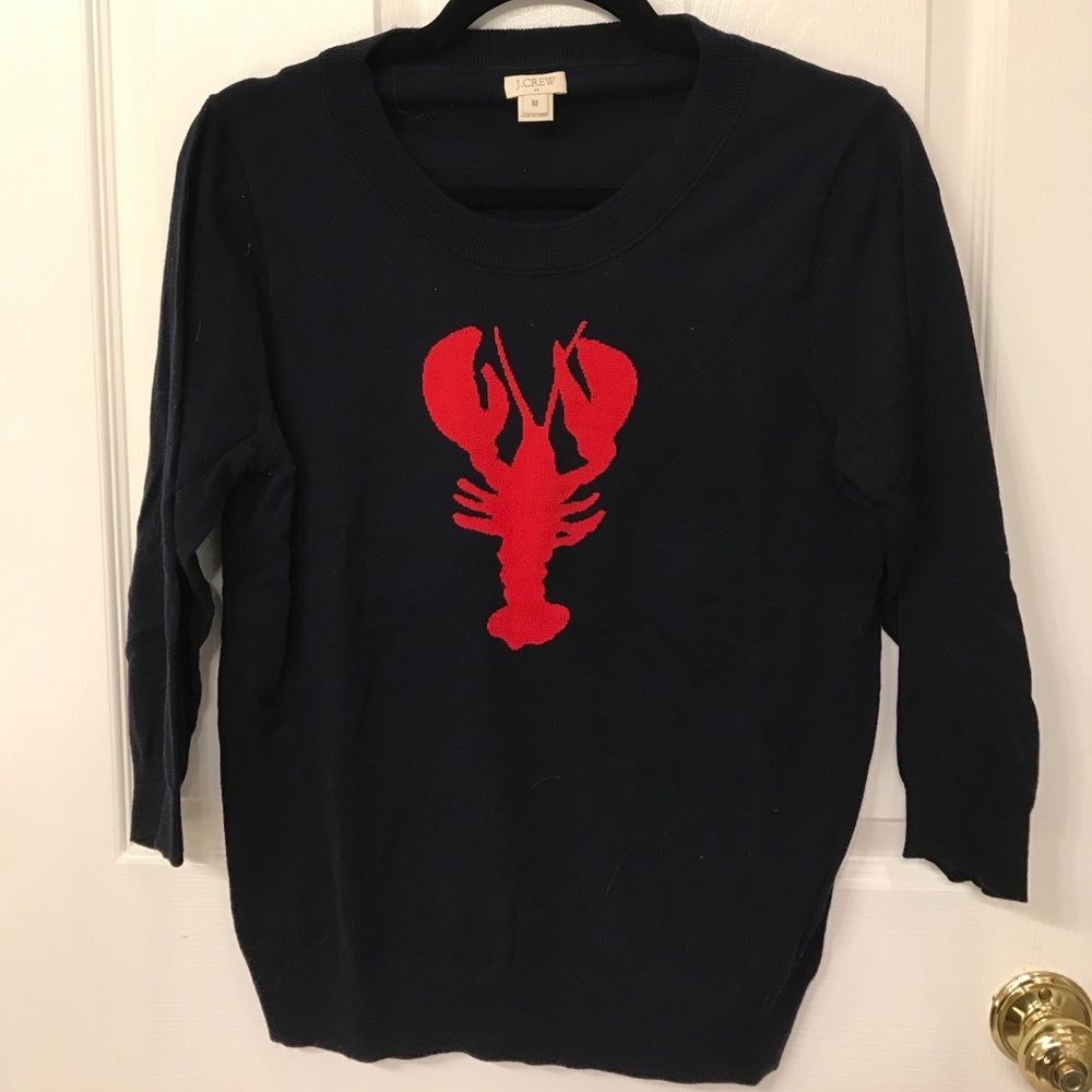 JCREW lobster navy 3/4 length sweater