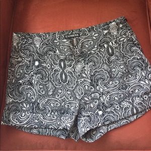 Express black and white paisley dress shorts