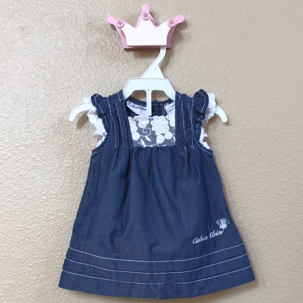Calvin Klein lace and denim look dress.