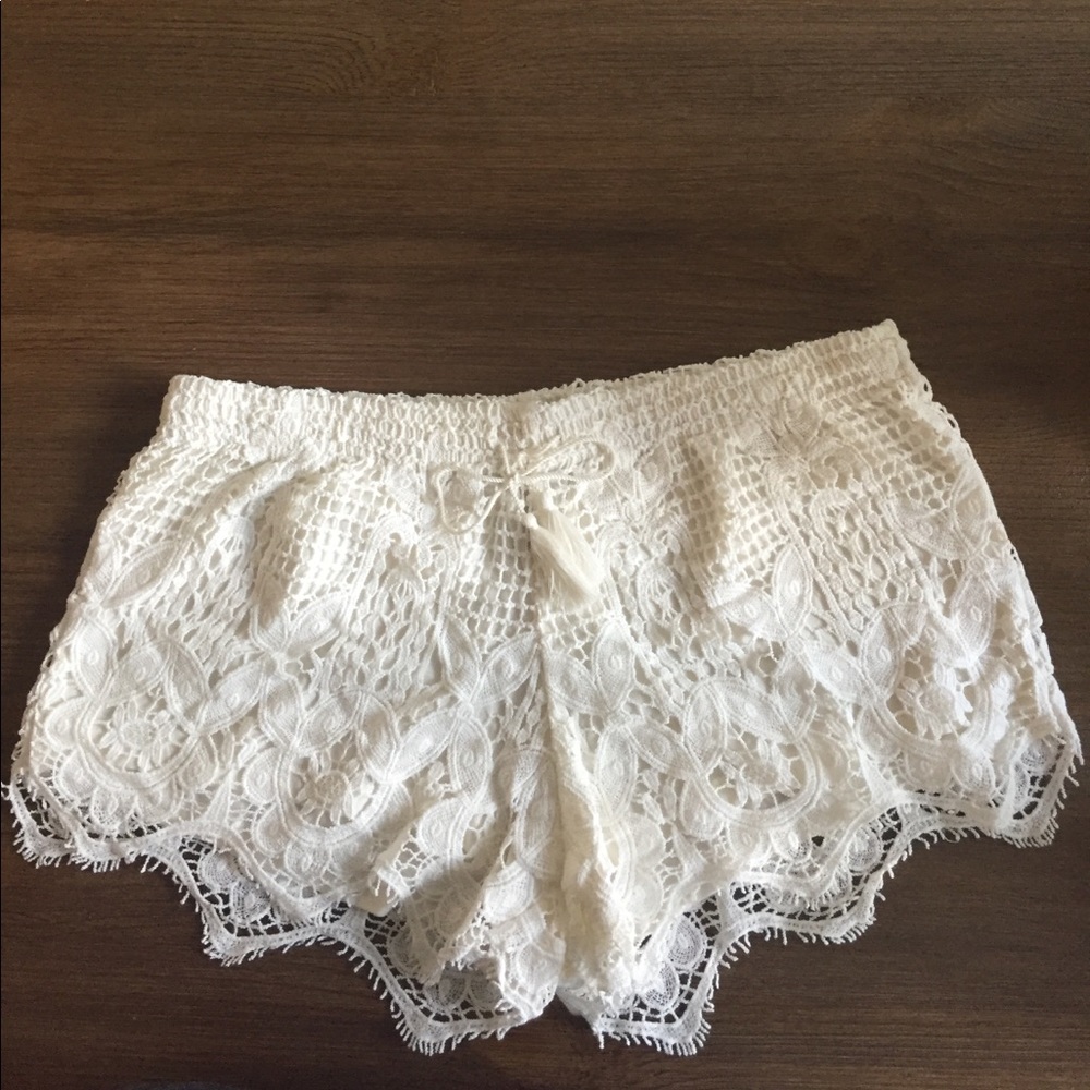 Express White Crochet Shorts