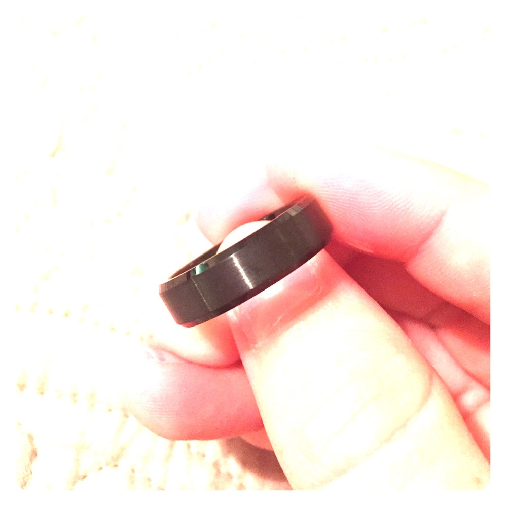 Men's black Tungsten Carbide wedding band
