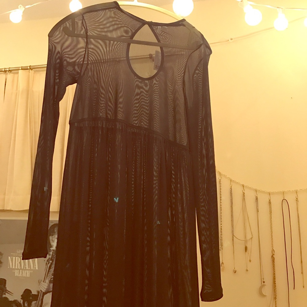 Sheer mesh babydoll dress