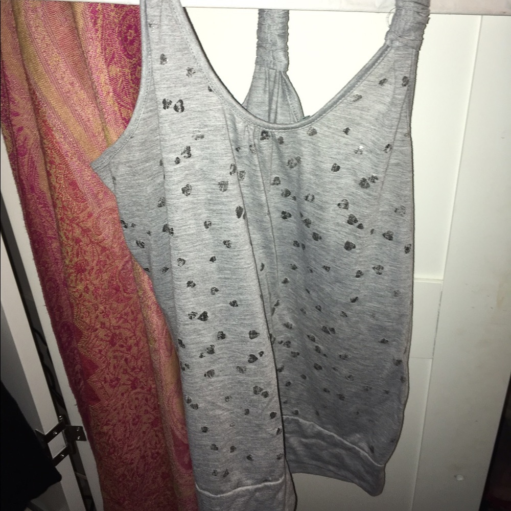 Grey tank with silver hearts