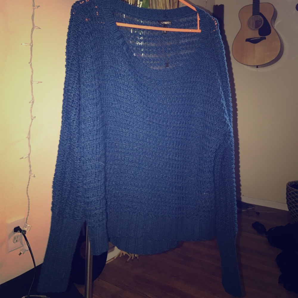 Knitted blue express sweater. Brand-new