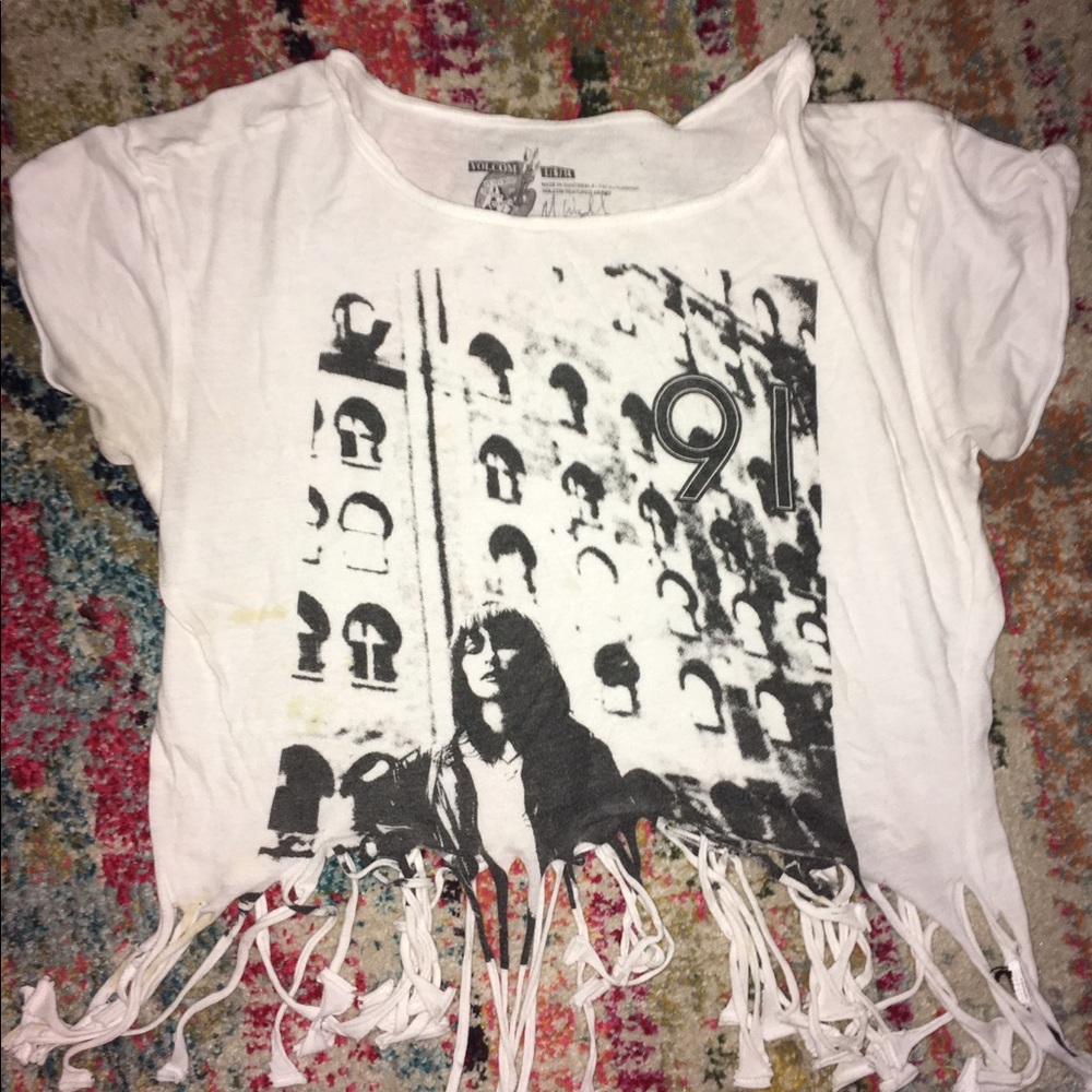 Black & white fringe t shirt