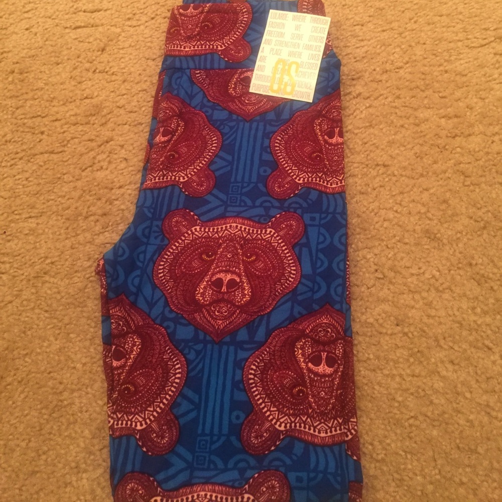 🙊REDUCED🙊 NWT Lularoe OS Mosaic Bear Leggings