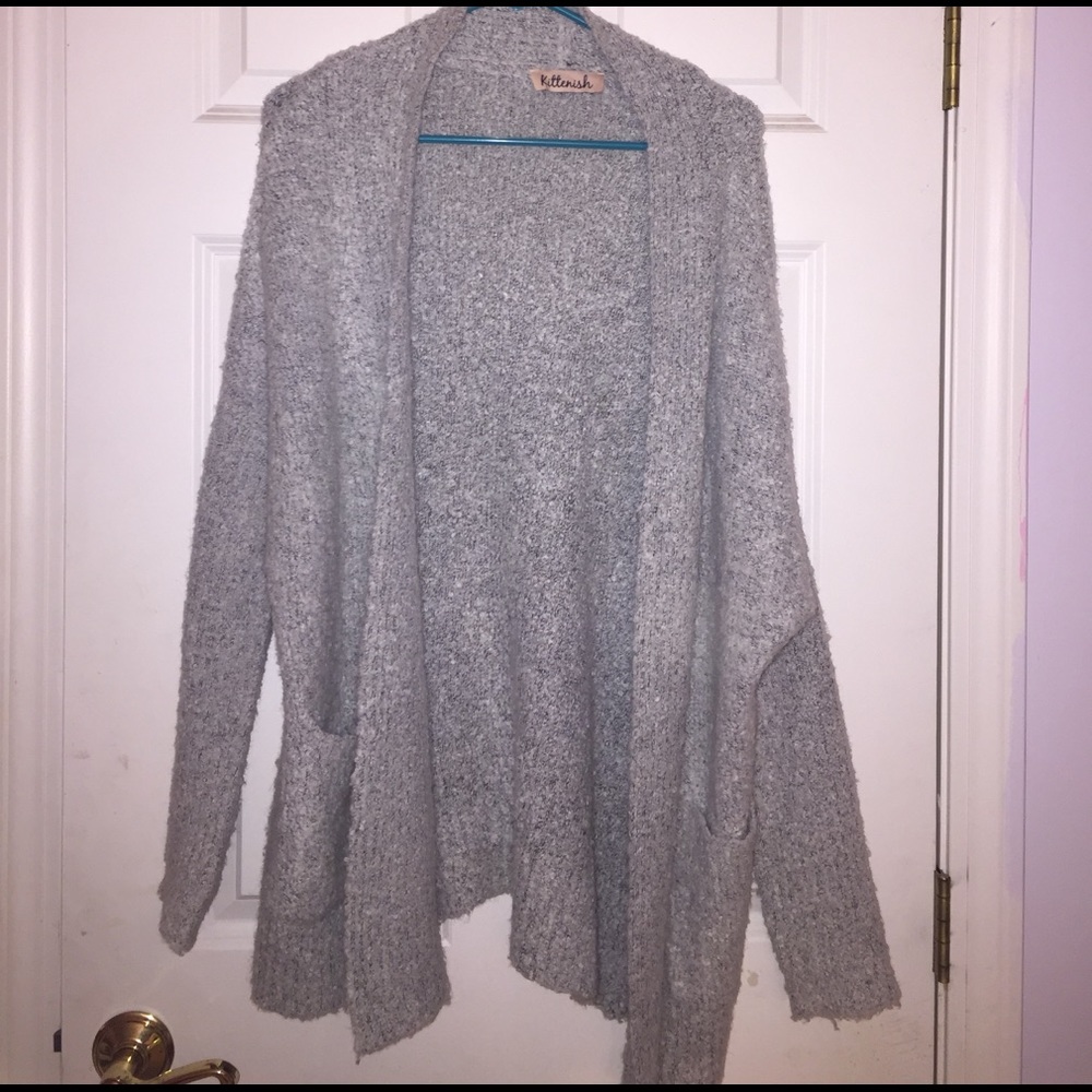 Grey kittenish sweater cardigan!
