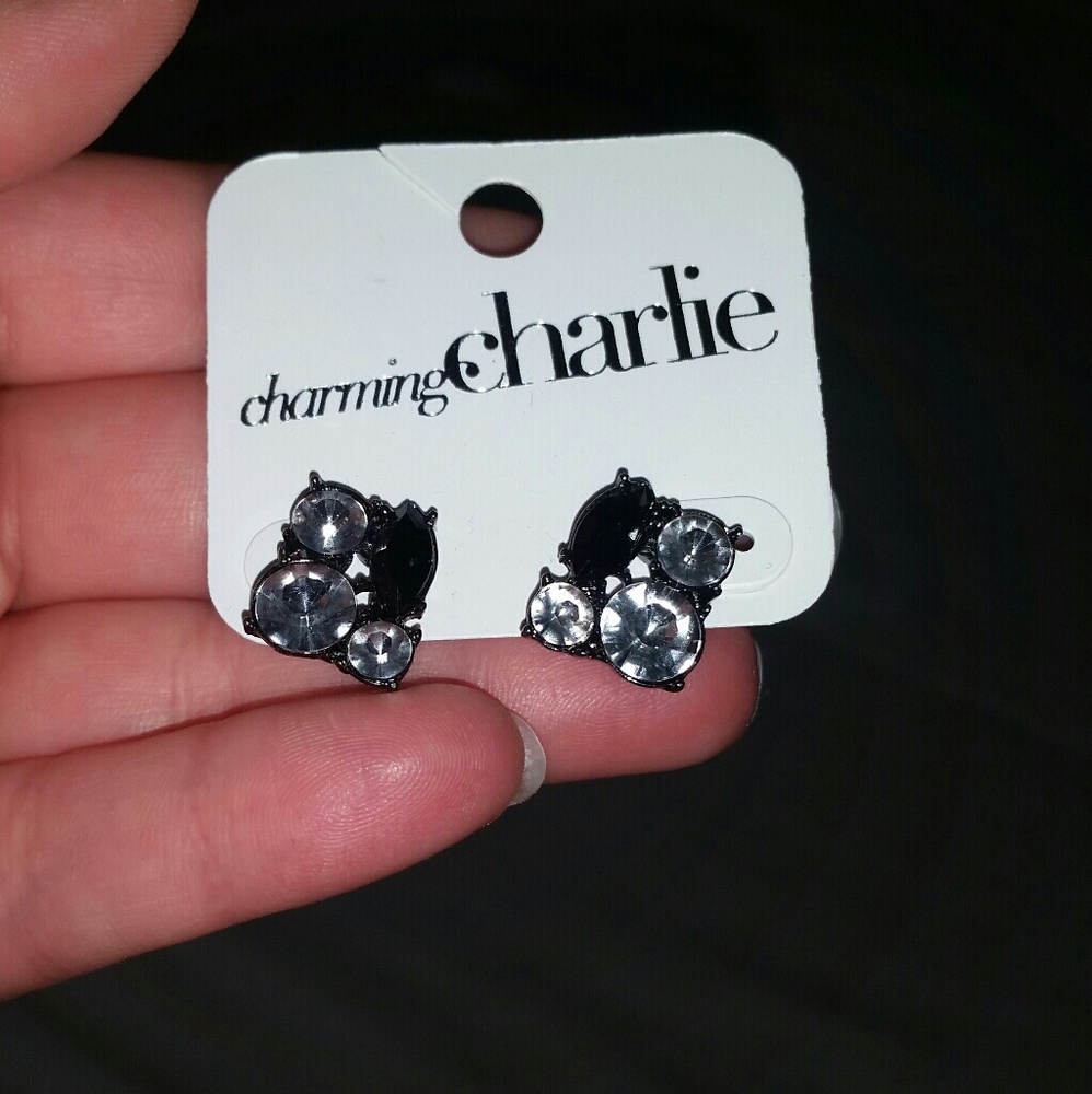 Black and White Square Earings from Charming Charl