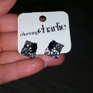 Black and White Square Earings from Charming Charl