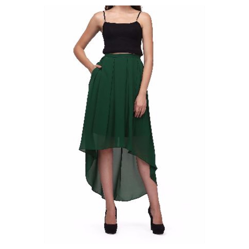 FOREVER 21 emerald green high low skirt