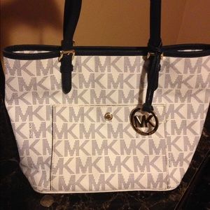 MK white and navy blue bag