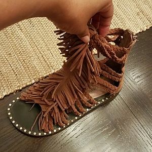 Jeffrey Campbell Santa Suede Fringe Sandal