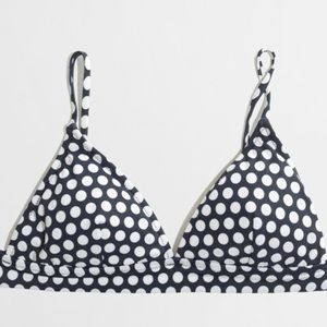 J. Crew Factory Triangle Bikini Top in Navy Dot