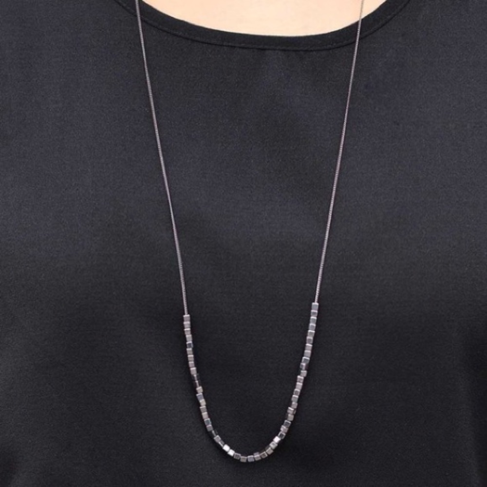 Dainty gunmetal necklace & earings